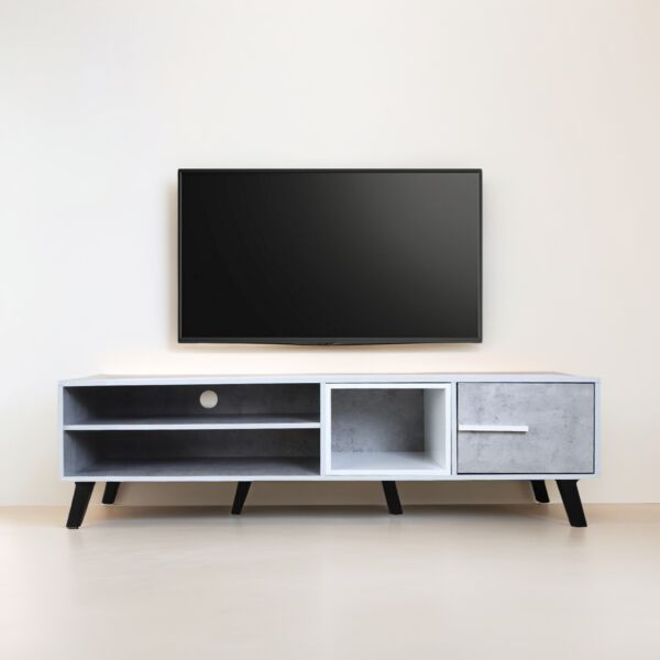 طاولة تلفاز خشب ماليزي إيفز - رمادي