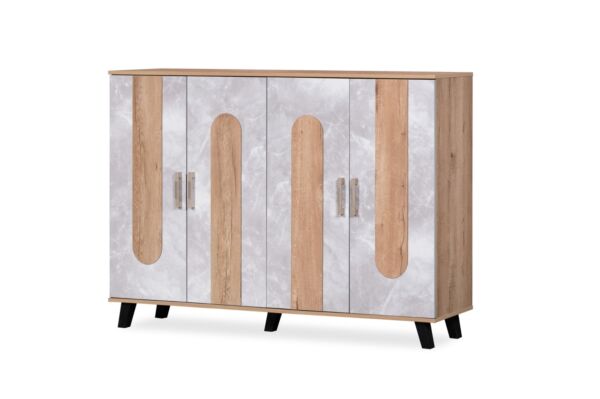 خزانة أحذية 4 أبواب سبيس - بيج ورمادي