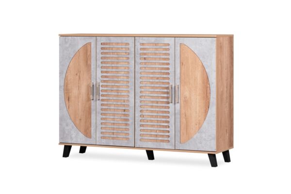 خزانة أحذية 4 أبواب ايطاليانو - بيج ورمادي