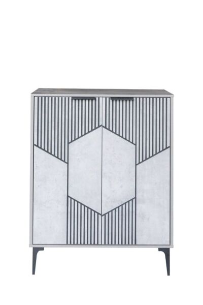 خزانة أحذية بابين خشب ماليزي لندن - رمادي وخشبي