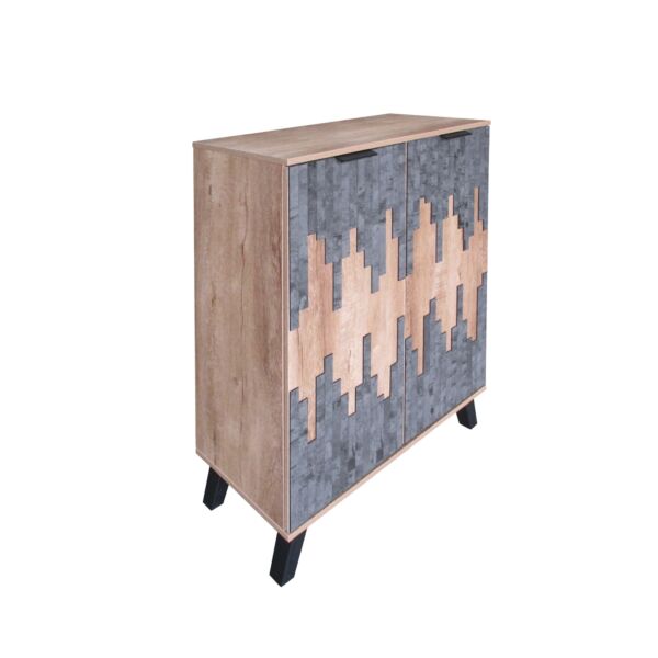 خزانة أحذية بابين خشب ماليزي ليندا - رمادي وخشبي