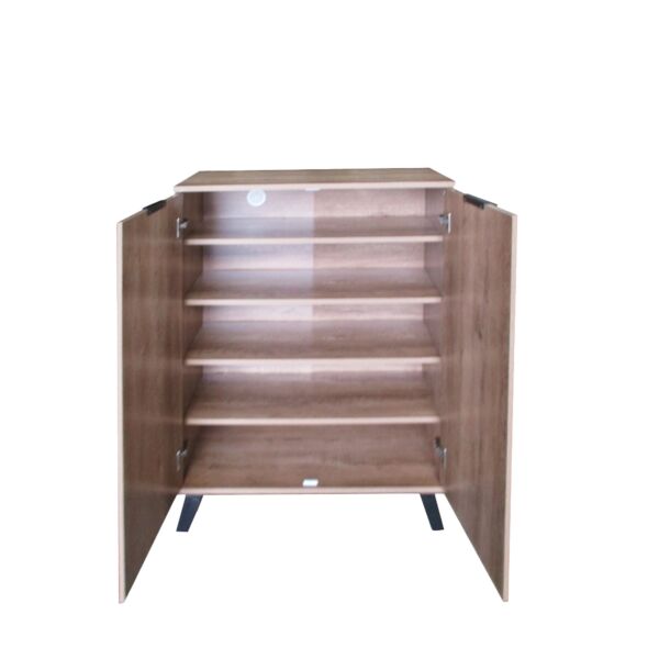 خزانة أحذية بابين خشب ماليزي ليندا - رمادي وخشبي