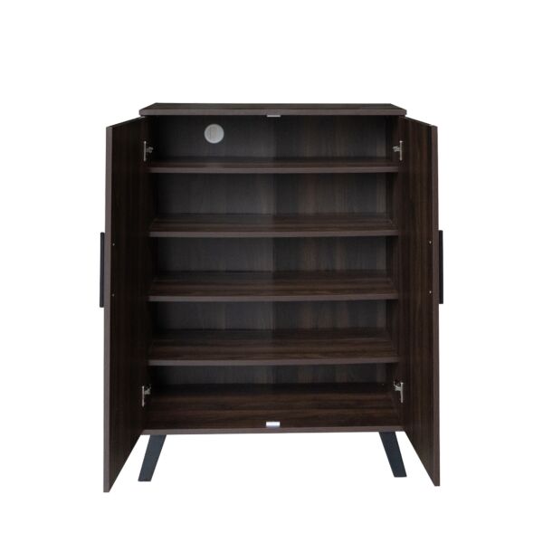 خزانة أحذية بابين خشب ماليزي مايلي - بني وأبيض