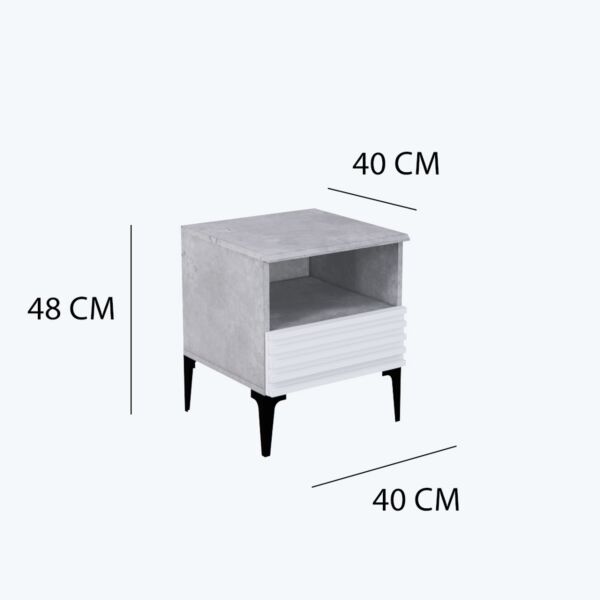 كومودينو درج ورف ايلا - رمادي وأبيض