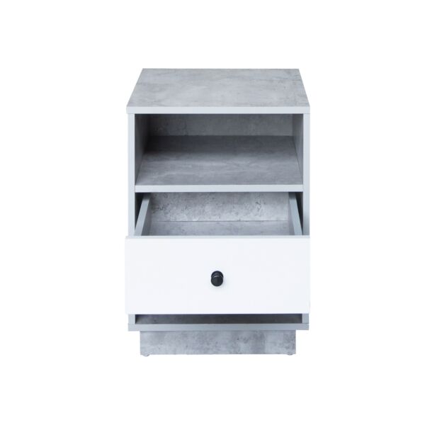 كومودينو درج ورفين روزيت - رمادي وأبيض