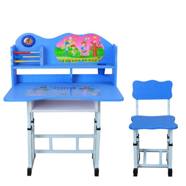 طقم مكتب وكرسي قابل للتعديل تاما - أزرق وأبيض