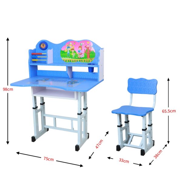 طقم مكتب وكرسي قابل للتعديل تاما - أزرق وأبيض