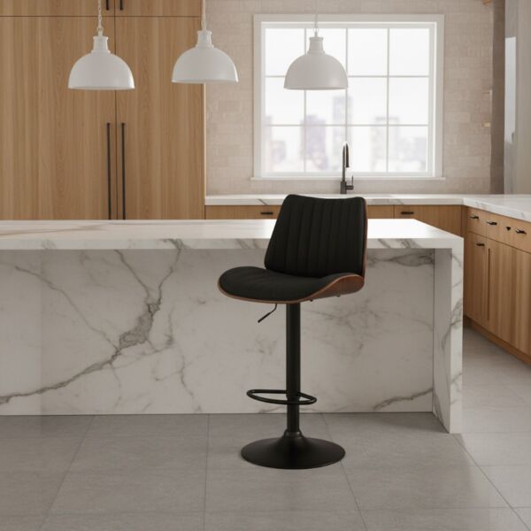 كرسي مرتفع قابل للارتفاع والتعديل بستيمل - اسود