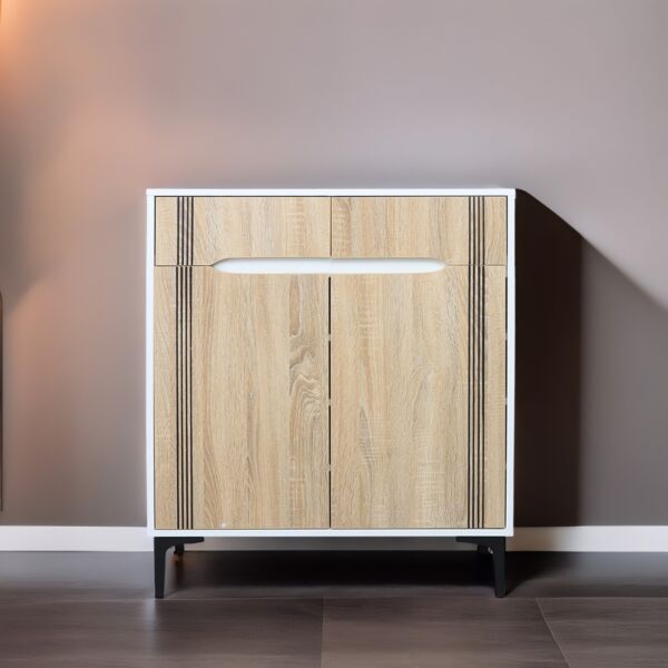 خزانة أحذية بابين اليدورا - خشبي وأبيض