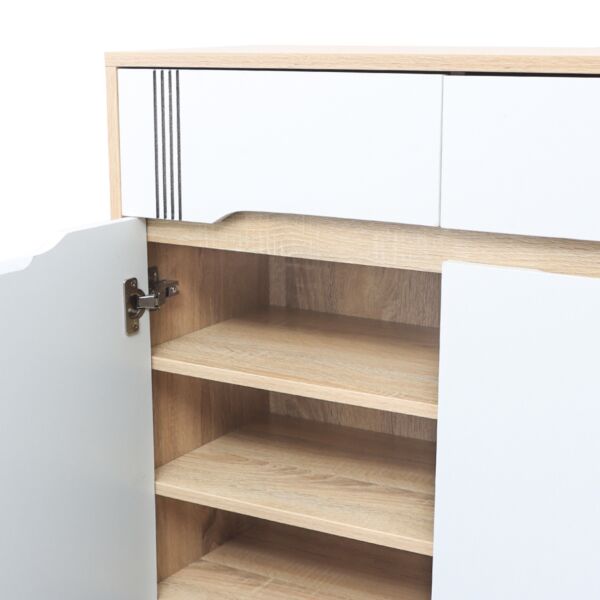 خزانة أحذية بابين اليدورا - أبيض وخشبي