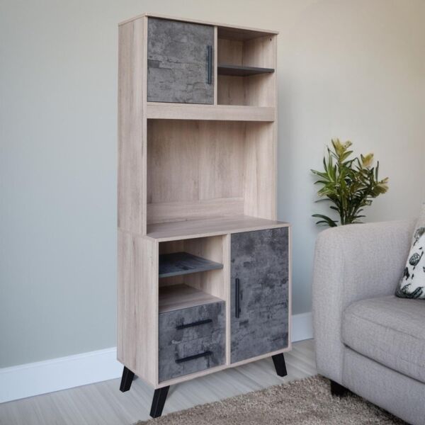 ركن قهوة مودرن خشب ماليزي كايسون - بيج ورمادي