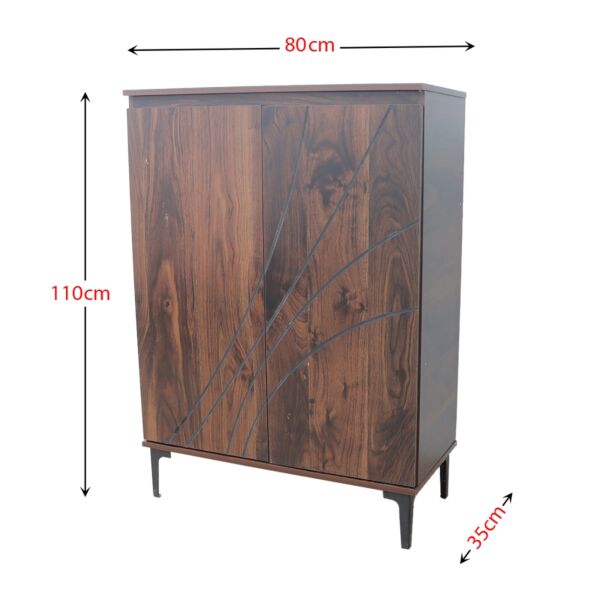 خزانة أحذية بابين خشب ماليزي جراند - بني