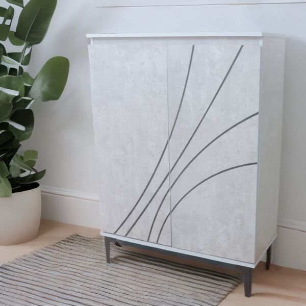 خزانة أحذية بابين خشب ماليزي جراند - رمادي