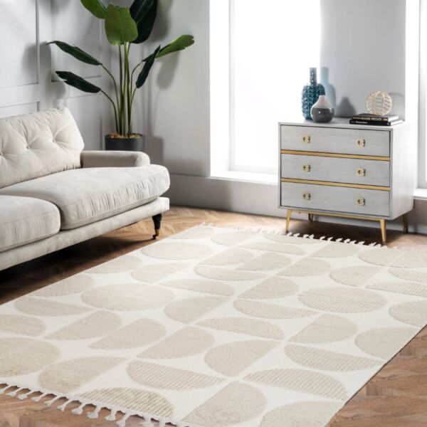 سجادة مودرن الونا 230x150 سم - بيج وكريمي
