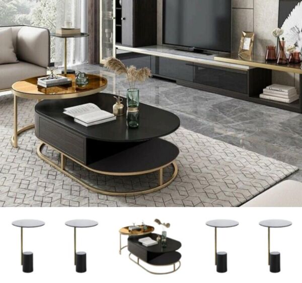 طقم طاولة قهوة و طاولات جانبية هاي غلوس