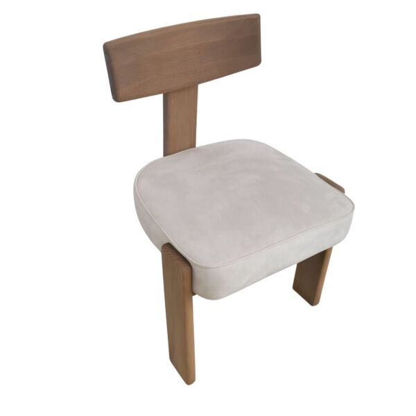 كرسي طعام خشب طبيعي سولان - رمادي فاتح