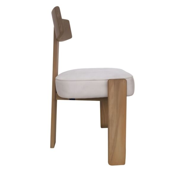 كرسي طعام خشب طبيعي سولان - رمادي فاتح