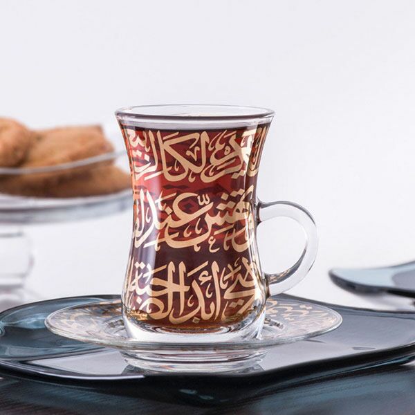 طقم بيالات شاي ل 6 أشخاص كاريم - ذهبي