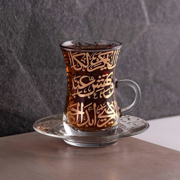 طقم بيالات شاي ل 6 أشخاص كاريم - ذهبي