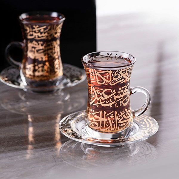 طقم بيالات شاي ل 6 أشخاص كاريم - ذهبي