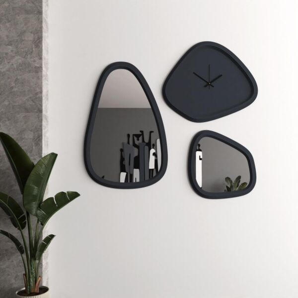 ساعة جدارية خشبية بيارا - 3 قطع - رمادي