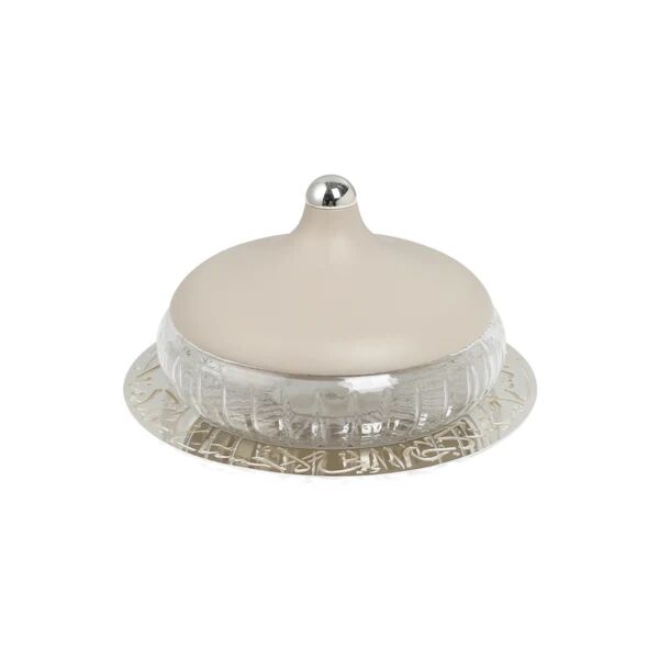 تمرية متوسطة زجاج من جوار - بيج وفضي