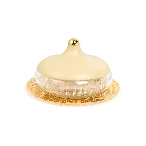 تمرية كبيرة زجاج من جوار - كريمي وذهبي