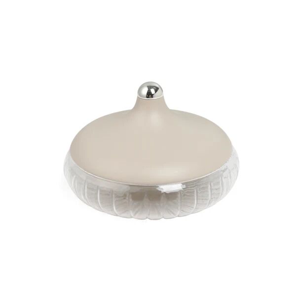 تمرية كبيرة زجاج من جوار - بيج وفضي