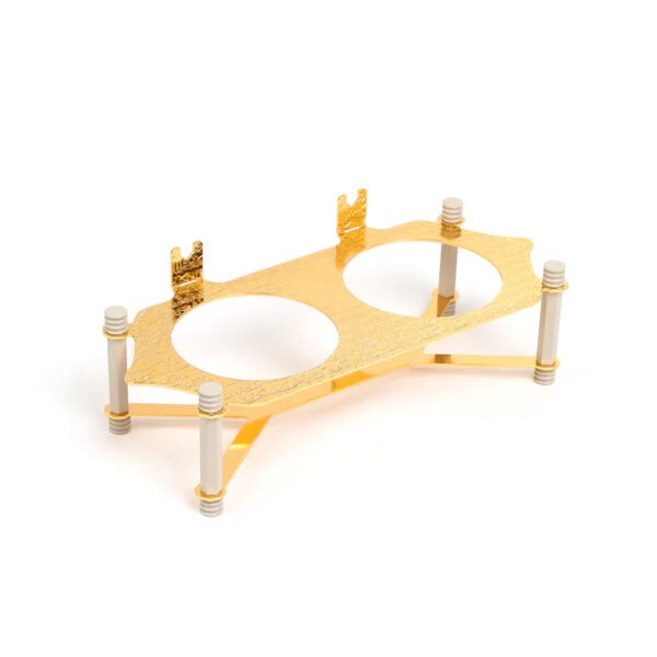 طقم تقديم مكسرات قطعتين مع صينية من جوار - بيج وذهبي