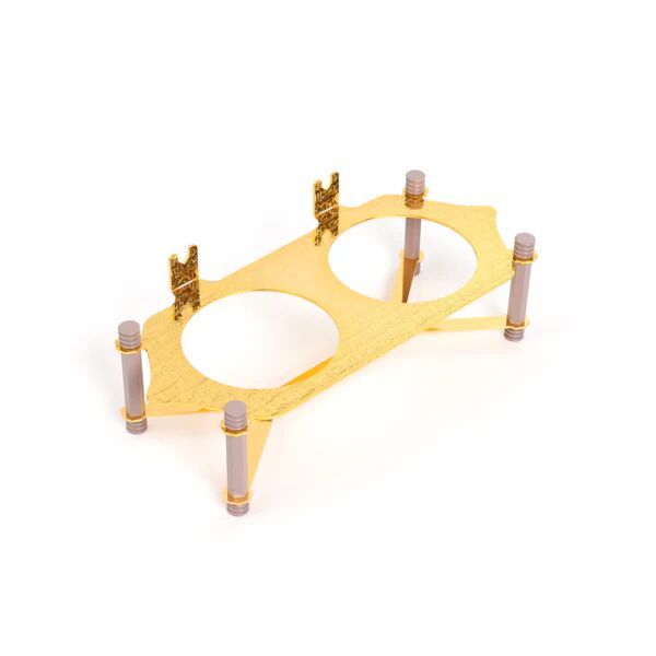 طقم تقديم مكسرات قطعتين مع صينية من جوار - بنفسجي وذهبي