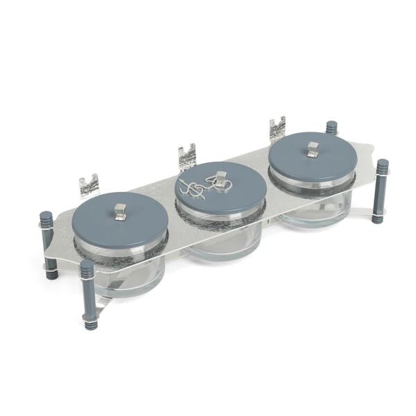 طقم تقديم مكسرات 3 قطع مع صينية من جوار - ازرق وفضي