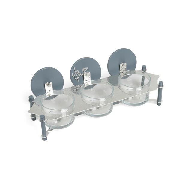 طقم تقديم مكسرات 3 قطع مع صينية من جوار - ازرق وفضي