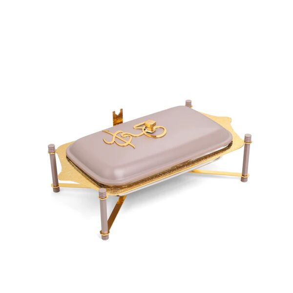 حافظة تقديم طعام وسط ستانليس من جوار - بنفسجي وذهبي