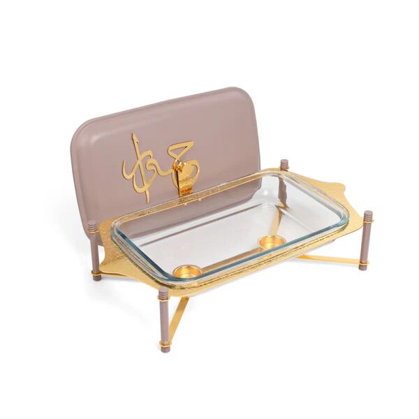 حافظة تقديم طعام كبيرة من جوار - بنفسجي وذهبي