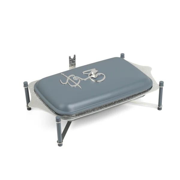 حافظة تقديم طعام كبيرة من جوار - ازرق وفضي