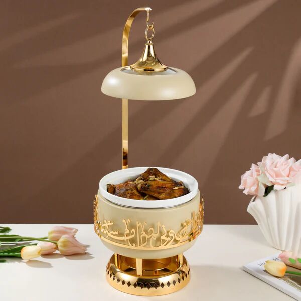 سخان تقديم طعام صغيرة من جوار - كريمي وذهبي