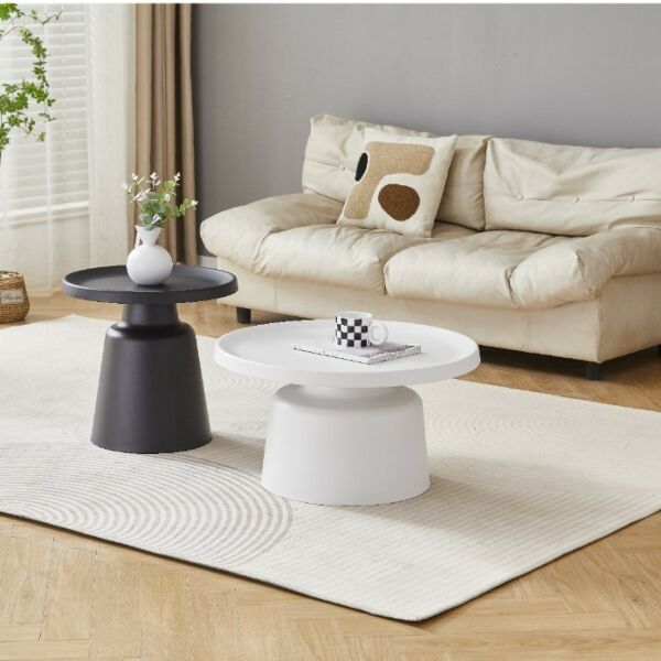 طاولة قهوة وطاولة جانبية باسكال - اسود واوف وايت