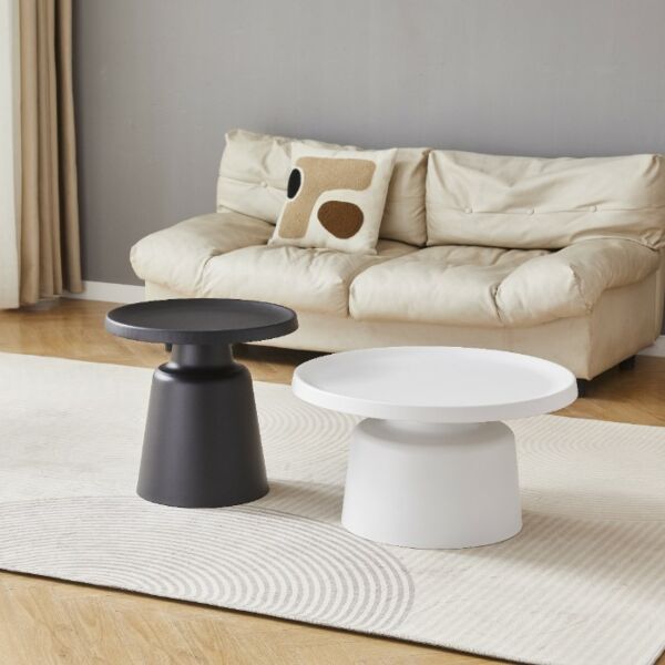 طاولة قهوة وطاولة جانبية باسكال - اسود واوف وايت