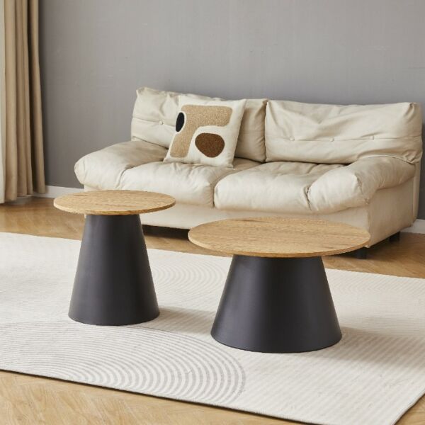 طاولة قهوة قطعتين فاليريا - اسود وخشبي