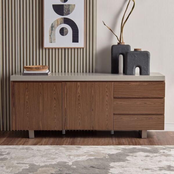 طاولة بوفيه بوسطن - رمادي وجوزي