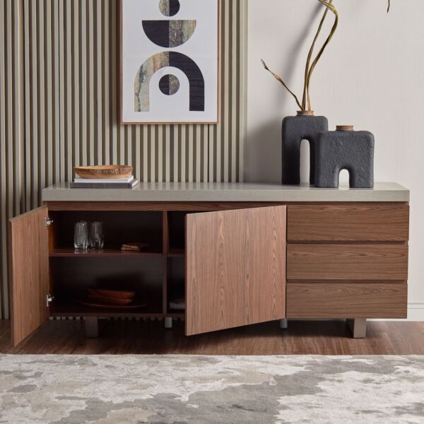 طاولة بوفيه بوسطن - رمادي وجوزي