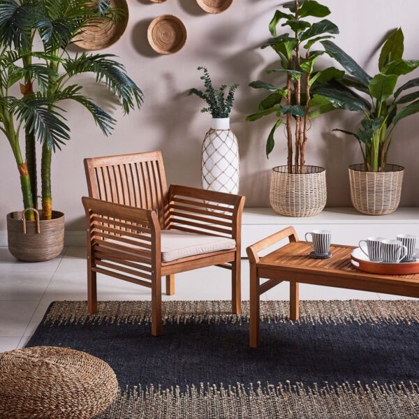 طقم جلسة خارجية 4 مقاعد مع طاولة ليزي - بني