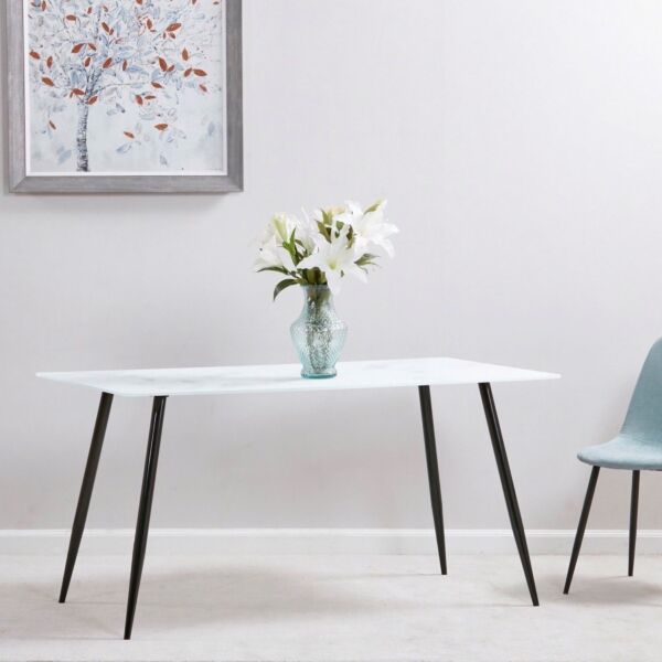 طاولة سفرة 6 مقاعد بسطح زجاج - ويلما