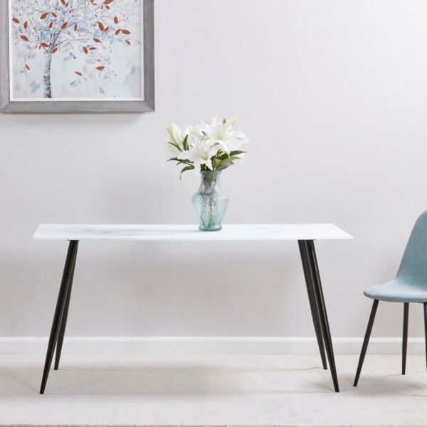 طاولة سفرة 6 مقاعد بسطح زجاج - ويلما