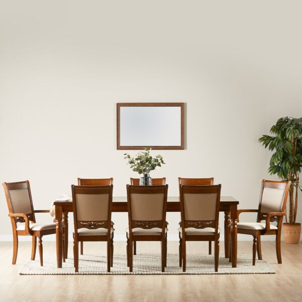 طقم طاولة طعام 8 مقاعد بسطح خشب ريدفورد - بلوطي