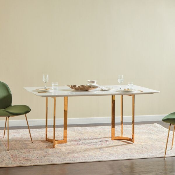 طاولة سفرة بسطح رخامي لـ6 مقاعد - بريدج