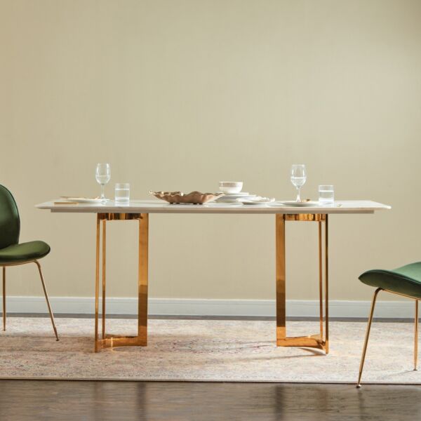 طاولة سفرة بسطح رخامي لـ6 مقاعد - بريدج