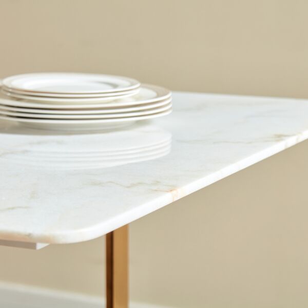 طاولة سفرة بسطح رخامي لـ6 مقاعد - بريدج