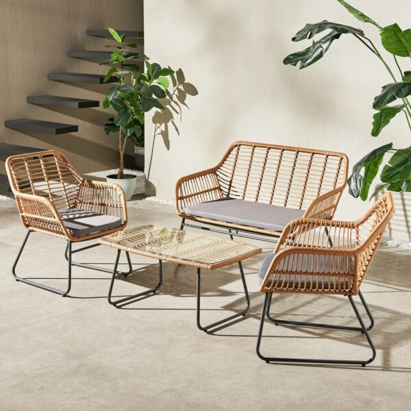 طقم جلسة خارجية 4 مقاعد داريوس - بني