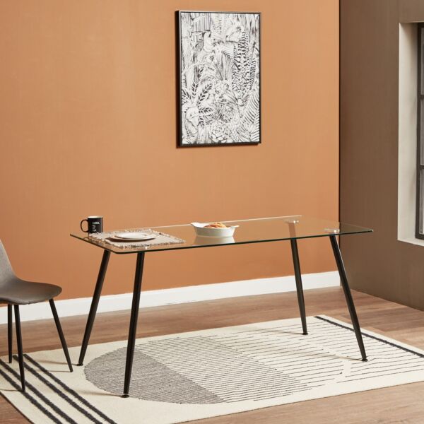 طاولة سفرة بسطح زجاجي لـ6 مقاعد من ويلما